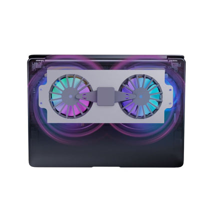 Cooler Stand Laptop, Dual Fan, Reglabil, din Aluminiu Durabil, 8 trepte de inaltime, Gri