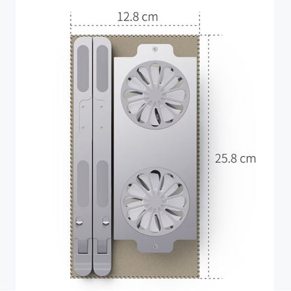 Cooler Stand Laptop, Dual Fan, Reglabil - Pliabil, Aluminiu, 8 trepte, Argintiu