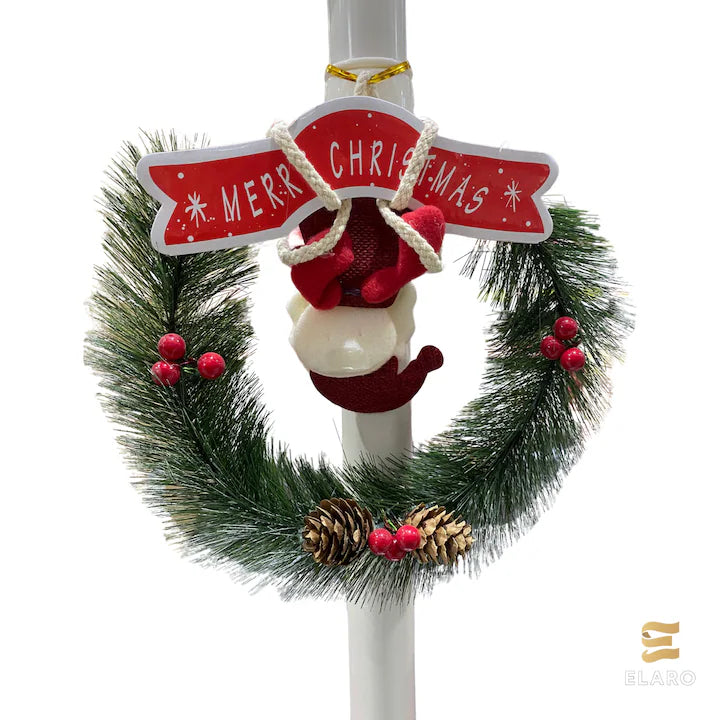 Felinar Decorativ de Crăciun cu Efect de Zăpadă și Mesaj Merry Christmas, 180x40x40 cm iluminat LED, pentru Interior si exterior, Alb