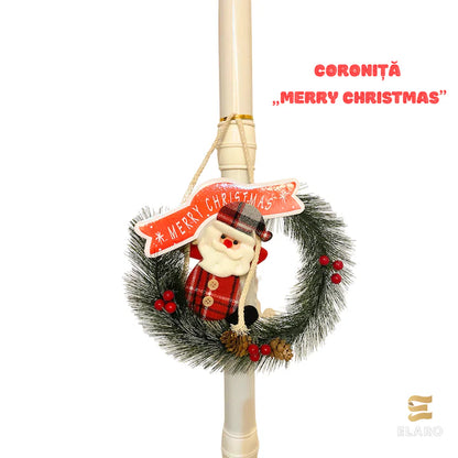 Felinar Decorativ de Crăciun cu Efect de Zăpadă și Mesaj Merry Christmas, 180x40x40 cm iluminat LED, pentru Interior si exterior, Alb