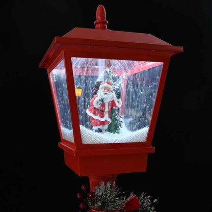 Felinar Decorativ de Crăciun cu Efect de Zăpadă și Mesaj Merry Christmas, iluminat LED Alb-cald 180x40x40 cm, Ideal pentru Interior si exterior, Rosu