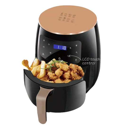 Friteuză cu aer cald 6L fără ulei, cu ecran digital tactil, 360° circulație aer, Air Fryer multifuncțional, 2400W