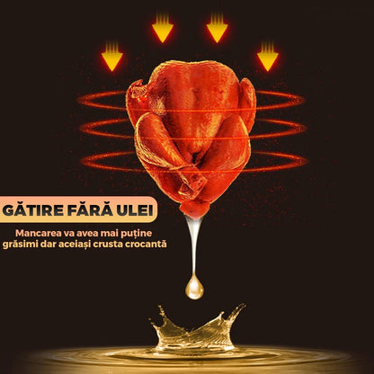 Friteuză cu aer cald 6L fără ulei, cu ecran digital tactil, 360° circulație aer, Air Fryer multifuncțional, 2400W