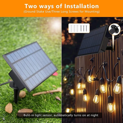 Ghirlanda Luminoasa solara Lumina Alb cald, 30M, Interconectabila, 4 Moduri de Iluminare, Becuri LED, Telecomanda inclusa, Rezistenta la Apa Autonomie Mare