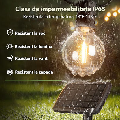 Ghirlanda Luminoasa solara Lumina Alb cald, 30M, Interconectabila, 4 Moduri de Iluminare, Becuri LED, Telecomanda inclusa, Rezistenta la Apa Autonomie Mare