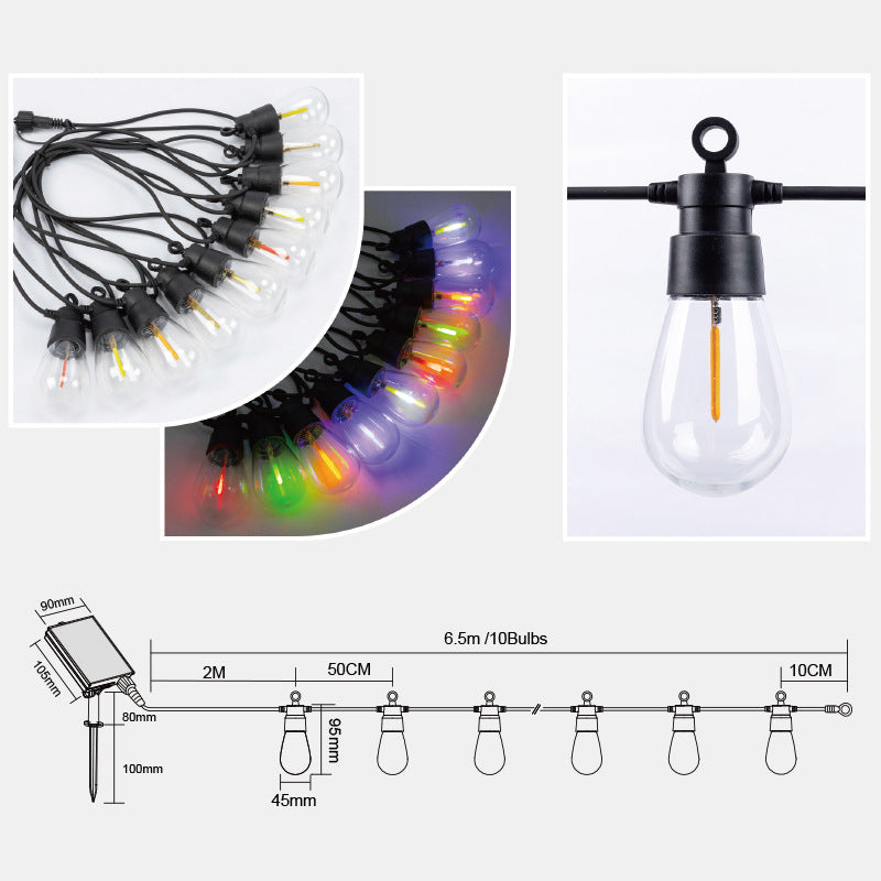Ghirlanda Luminoasa solara RGB, 8 Moduri de Iluminare, 25M, Becuri LED G40, 3000K, Telecomanda inclusa, IP65, Autonomie Mare, lumina colorata