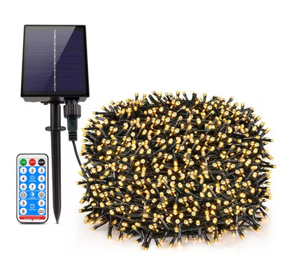 Instalatie LED Craciun, Cu Panou solar si iluminare RGB, 20M