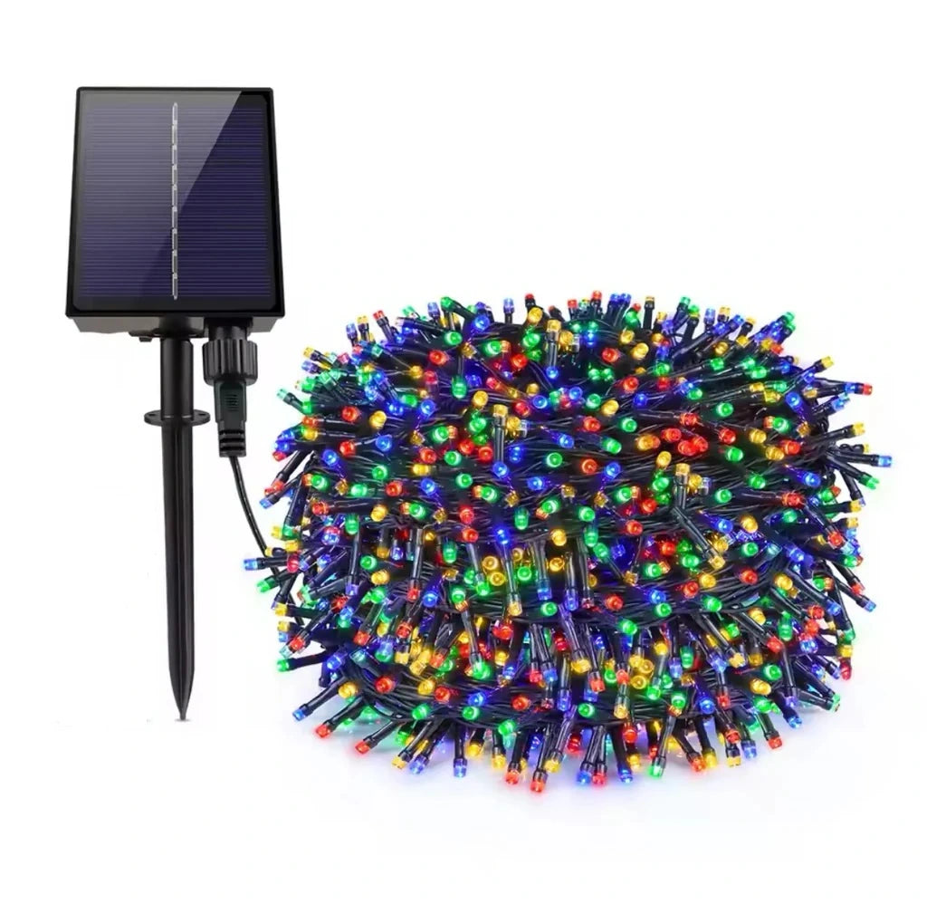 Instalatie LED Craciun, Cu Panou solar si, iluminare RGB, 5M