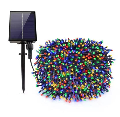Instalatie LED Craciun, Cu Panou solar si, iluminare RGB, 5M