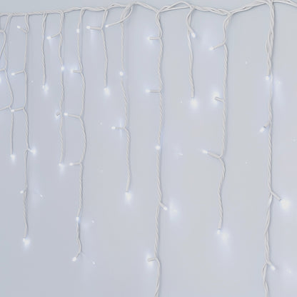Instalație LED Franjuri inegale 12×0.7m Fir gros, Lumina Alb-Rece, Interconectabila, pentru Exterior și Interior, Decor Crăciun