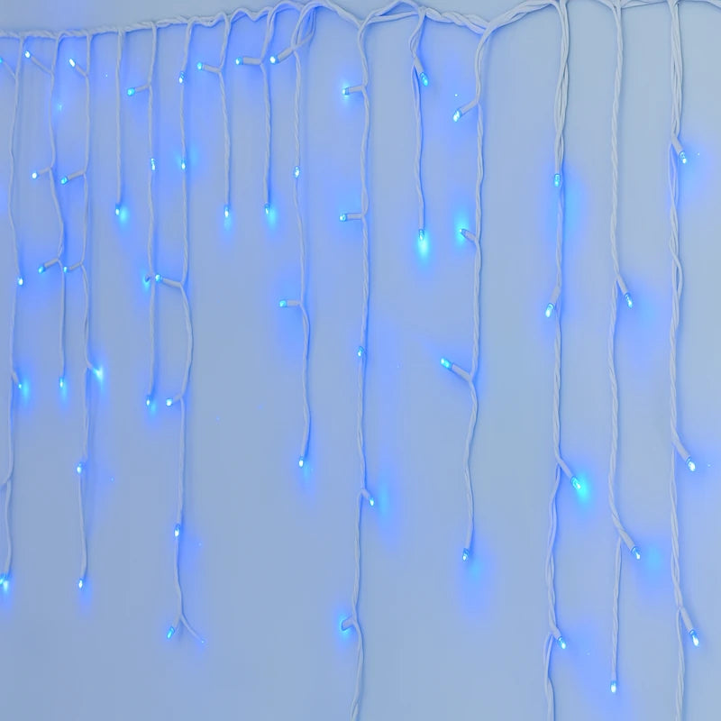 Instalație LED Franjuri inegale 12×0.7m Fir gros, Lumina Albastra, Interconectabila, pentru Exterior și Interior, Decor Crăciun
