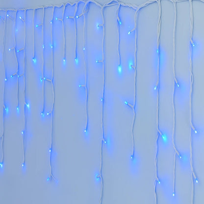 Instalație LED Franjuri inegale 12×0.7m Fir gros, Lumina Albastra, Interconectabila, pentru Exterior și Interior, Decor Crăciun
