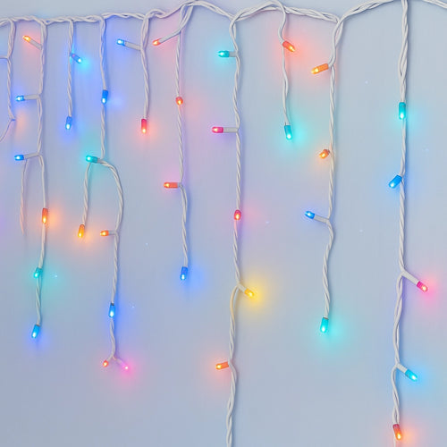 Instalație LED Franjuri inegale 12×0.7m Fir gros, Multicolor Interconectabila, pentru Exterior și Interior, Decor Crăciun Elegant
