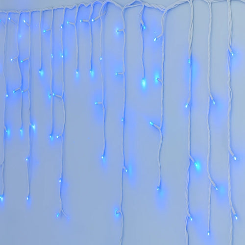 Instalație LED Franjuri inegale 6x0.7m Fir gros, Lumina Albastra pentru Exterior și Interior, Decor Crăciun