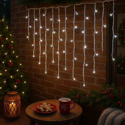 Instalație LED Franjuri inegale 6x0.7m Fir gros, Lumina Rece pentru Exterior și Interior, Decor Crăciun Elegant