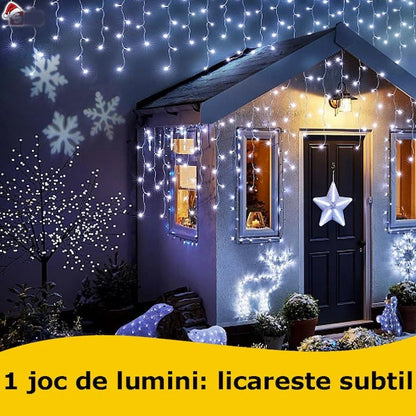 Instalație LED franjuri tip turturi 25m, 750 LED Lumina Alb rece, pentru exterior și interior, rezistenta la umiditate si inghet