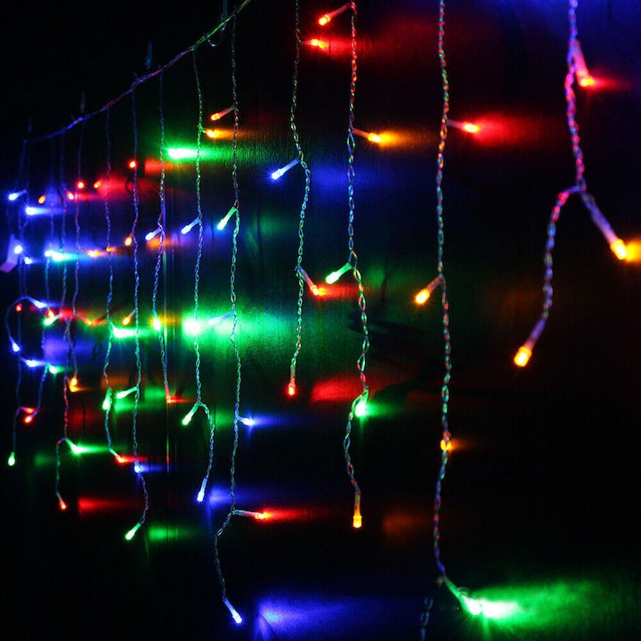 Instalație LED franjuri tip turturi 25m, 750 LED Multicolor, lumini de Crăciun pentru exterior și interior, rezistenta la umiditate si inghet