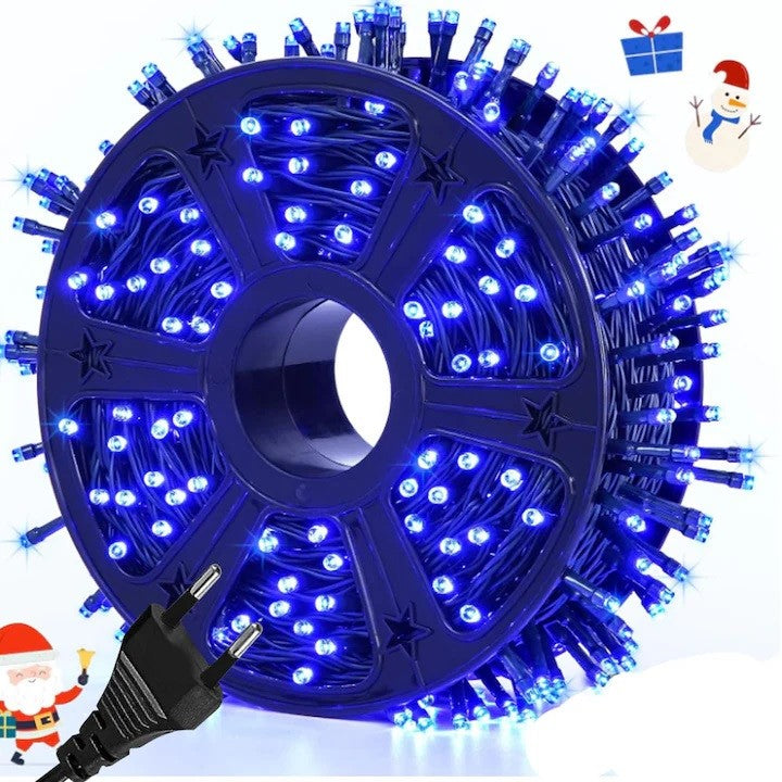 Instalatie Led Rola 50m, 350 LED Lumina Albastru intens, Protectie la Apa pentru Interior și Exterior