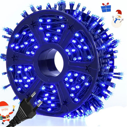 Instalatie Led Rola 50m, 350 LED Lumina Albastru intens, Protectie la Apa pentru Interior și Exterior