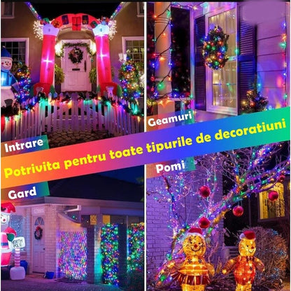 Instalatie Led Rola Multicolor 50m, 1+1 Gratis 400 LED, Decorativa, Protectie la Apa, pentru Interior și Exterior