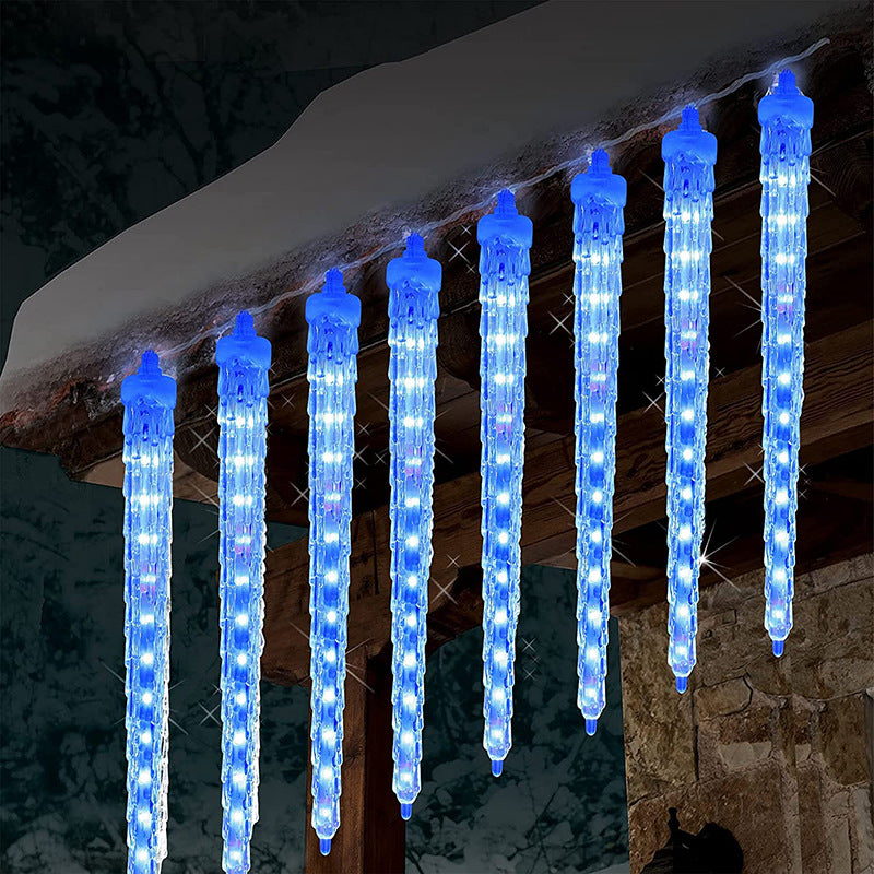 Instalație LED Tip Turturi Meteorit, Efect de Curgere, Lumină Alb Rece, 8 Tuburi, 50cm, IP65