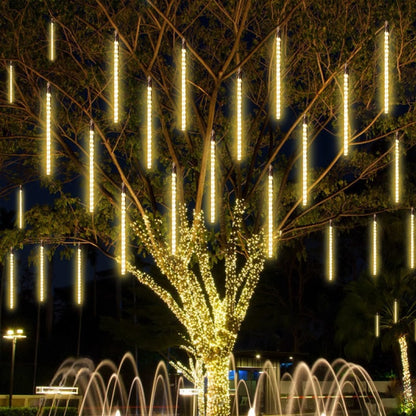 Instalație LED Tip Turturi Meteorit, Efect de Curgere, 8 Tuburi, 50cm Lumină Alb Cald, IP65