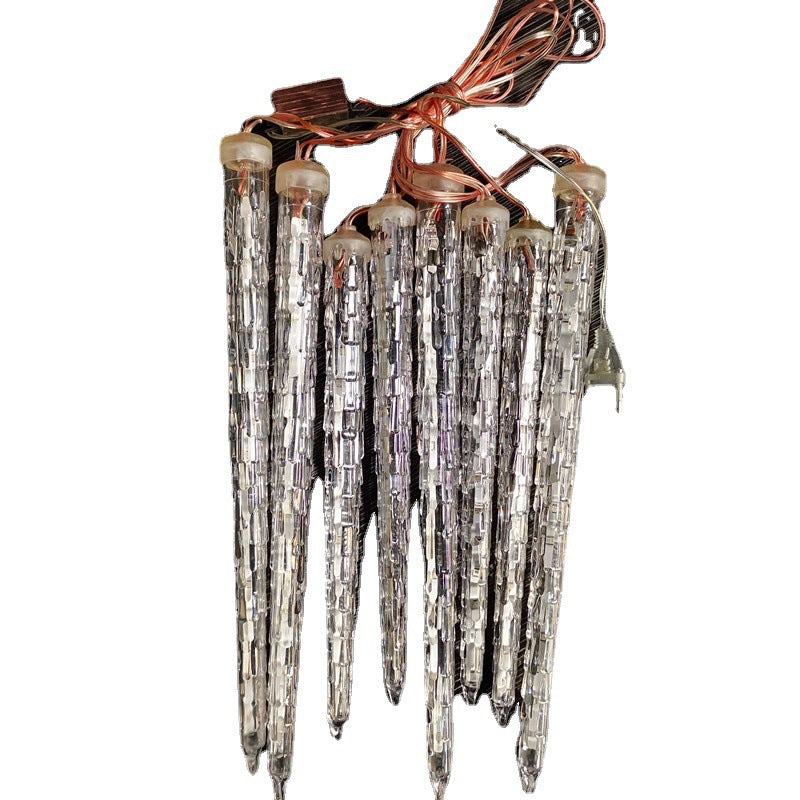 Instalație LED Tip Turturi Meteorit, Efect de Curgere, 8 Tuburi, 50cm Lumină Alb Cald, IP65
