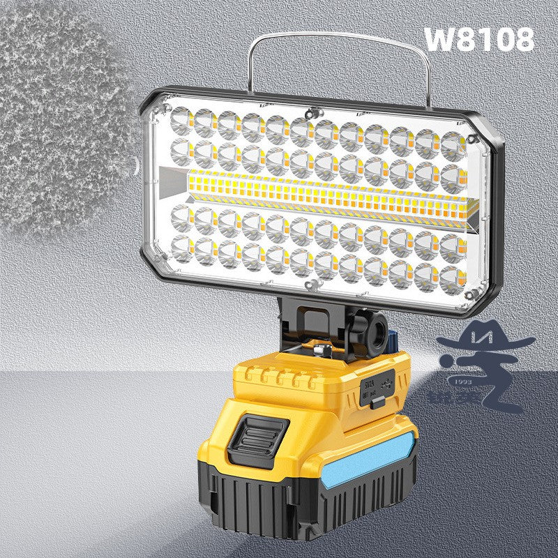 Lampă de Lucru LED Profesională Acumulator 18V, Reglabilă 3500 mAh, 80W, 3800 Lumeni, Lumină Caldă si Rece, Port USB Încărcător Telefon Type-C
