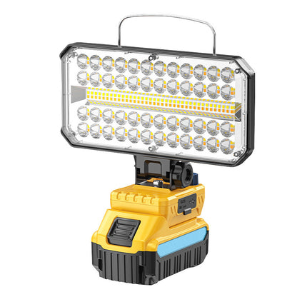 Lampă de Lucru LED Profesională Acumulator 18V, Reglabilă 3500 mAh, 80W, 3800 Lumeni, Lumină Caldă si Rece, Port USB Încărcător Telefon Type-C