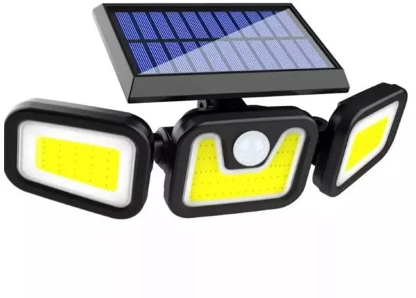 Lampa solara cu 3 capete LED, Panouri rotative 80W, 300Lm, senzor de lumina senzor de miscare, Rezistenta la apa IP65 - Imagine 2