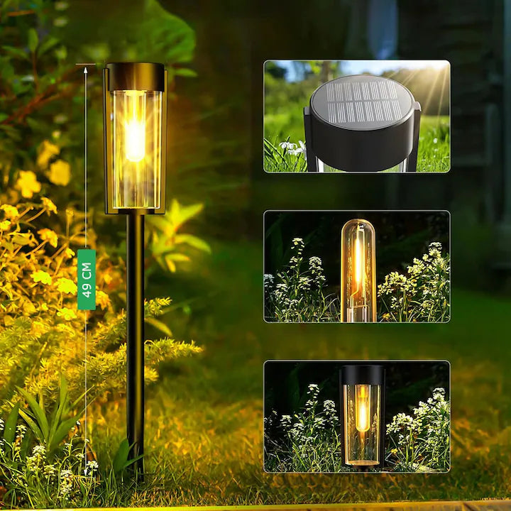 Felinar Solar LED pentru Gradina, Curte, Alee, Drum - 55 cm, Lumina Calda, IP65, Oferta 2+2 GRATIS