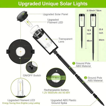 Felinar Solar LED pentru Gradina, Curte, Alee, Drum - 55 cm, Lumina Calda, IP65, Oferta 2+2 GRATIS