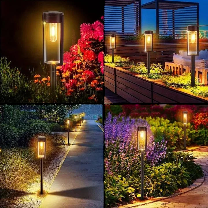 Felinar Solar LED pentru Gradina, Curte, Alee, Drum - 55 cm, Lumina Calda, IP65, Oferta 2+2 GRATIS