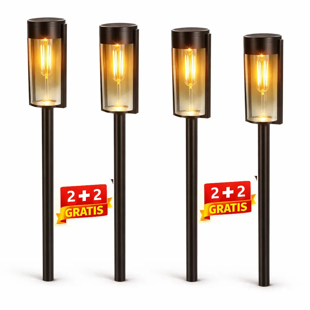 Felinar Solar LED pentru Gradina, Curte, Alee, Drum - 55 cm, Lumina Calda, IP65, Oferta 2+2 GRATIS