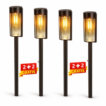 Felinar Solar LED pentru Gradina, Curte, Alee, Drum - 55 cm, Lumina Calda, IP65, Oferta 2+2 GRATIS