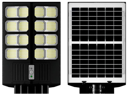 Lampa Solara Dubla LED Jortan, 2000W, Telecomanda, Suport metalic inclus, Unghi Larg de iluminare, Autonomie extinsa, Senzor de miscare si de Lumina, Panou Solar Monocristalin