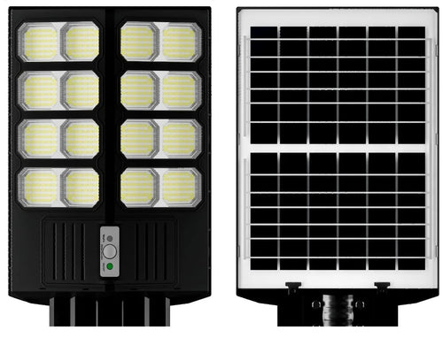 Lampa Solara Dubla LED Jortan, 2000W, Telecomanda, Suport metalic inclus, Unghi Larg de iluminare, Autonomie extinsa, Senzor de miscare si de Lumina, Panou Solar Monocristalin