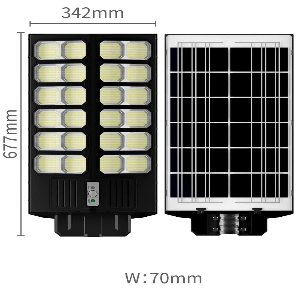 Lampa Solara Dubla LED Jortan, 2400W, Telecomanda, Suport metalic inclus, Unghi Larg de iluminare, Autonomie extinsa, Senzor de miscare si de Lumina, Panou Solar Monocristalin