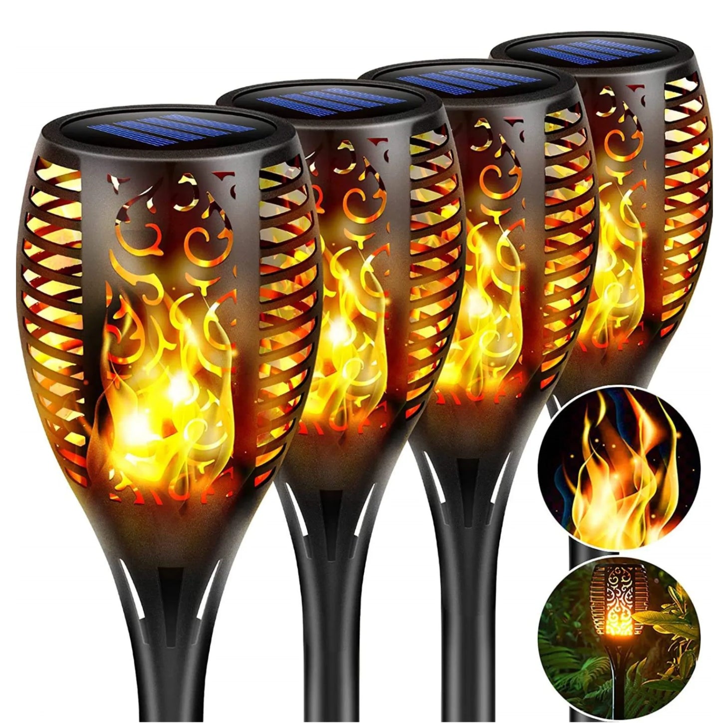 Lampa Solara Efect Flacara Tip Torta, 80CM 96 LED-uri, Pentru Gradina Varinata mare Rezistenta la Apa