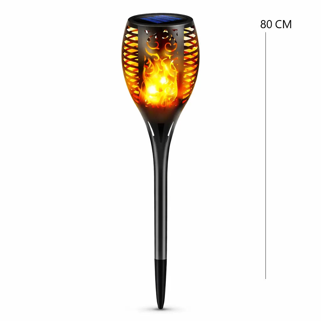 Lampa Solara Efect Flacara Tip Torta, 80CM 96 LED-uri, Pentru Gradina Varinata mare Rezistenta la Apa