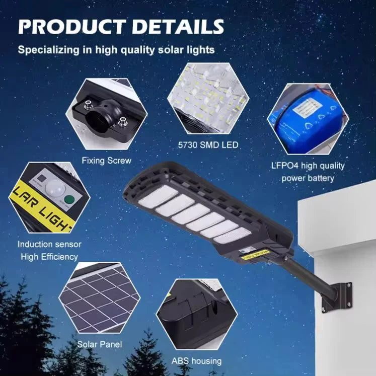 Lampa Solara LED 500W, Jortan,corp iluminat, cu incarcare solara, panou fotovoltaic, suport metalic, telecomanda