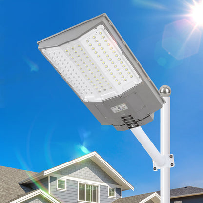 Lampa solara LED Next gen 1000W, 9500 Lumeni, Telecomanda, Senzor de Lumina, Senzor de Miscare, Lumina rece, Stalp metalic inclus, Autonomie mare, Rezistenta la apa, Multiple functii de programare