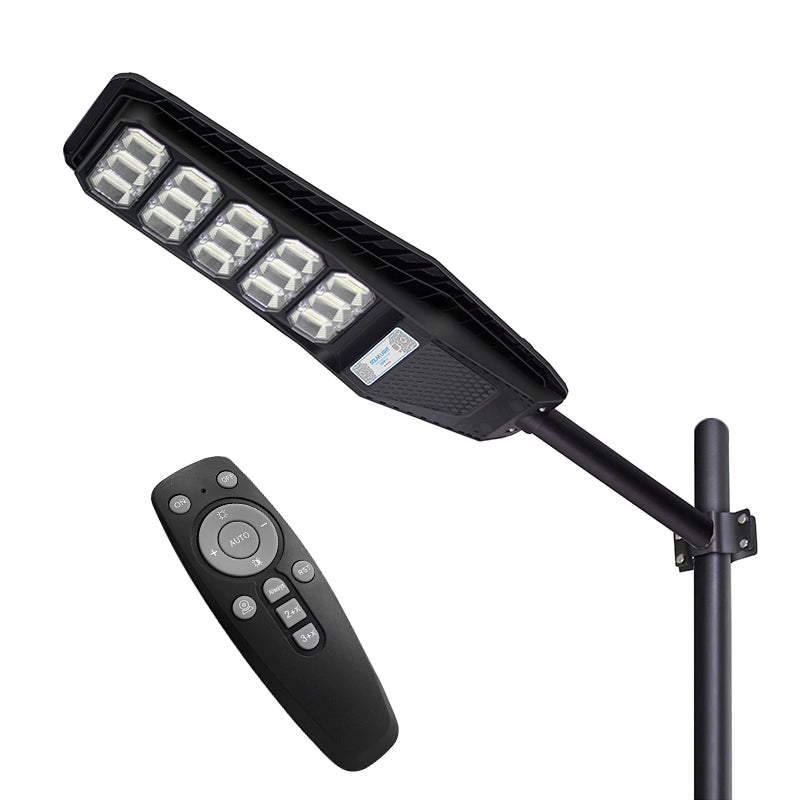 Lampa solara stradala 500W Jortan LumiaX Pro, Cip LED Super Luminos 12.000 Lumeni, Telecomanda, Senzor de Lumina, Autonomie 15 ore, Stalp metalic inclus, Multiple functii de programare