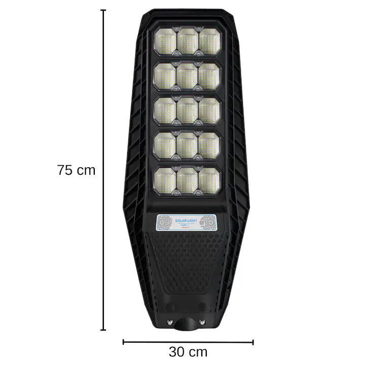 Lampa solara stradala 500W Jortan LumiaX Pro, Cip LED Super Luminos 12.000 Lumeni, Telecomanda, Senzor de Lumina, Autonomie 15 ore, Stalp metalic inclus, Multiple functii de programare