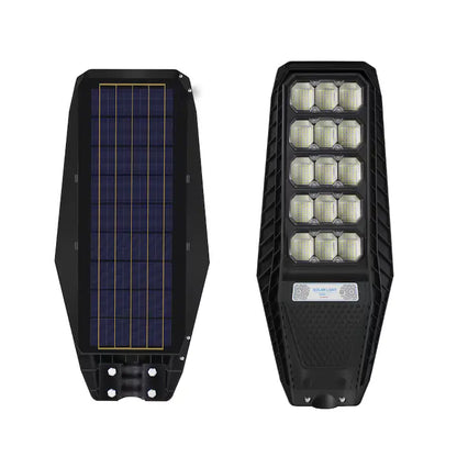 Lampa solara stradala 500W Jortan LumiaX Pro, Cip LED Super Luminos 12.000 Lumeni, Telecomanda, Senzor de Lumina, Autonomie 15 ore, Stalp metalic inclus, Multiple functii de programare
