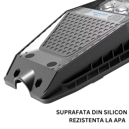 Lampa solara stradala 500W Jortan LumiaX Pro, Cip LED Super Luminos 12.000 Lumeni, Telecomanda, Senzor de Lumina, Autonomie 15 ore, Stalp metalic inclus, Multiple functii de programare