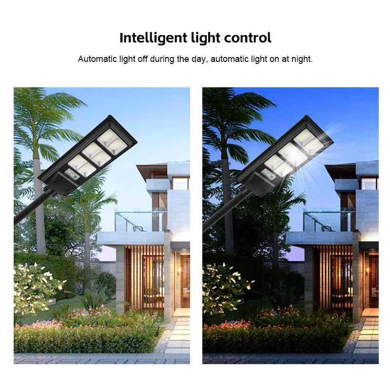 Lampa Solara Stradala LED 200W, 6500 Lumeni tehnologie LED Ultra Light, Telecomanda, Suport Metalic inclus Autonomie până la 12 Ore, Panou Solar cu Încărcare Rapidă, Protecție IP66