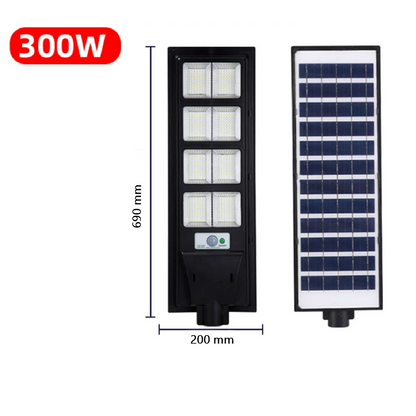 Lampa Solara Stradala LED 300W, 7500 Lumeni tehnologie LED Ultra Light, Telecomanda, Suport Metalic inclus Autonomie până la 12 Ore, Panou Solar cu Încărcare Rapidă, Protecție IP66