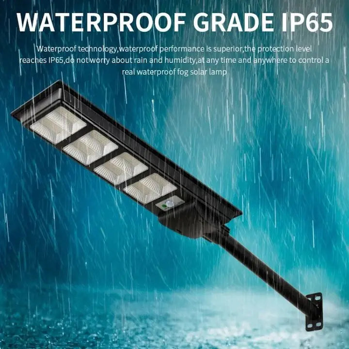 Lampa Solara Stradala LED 500W, 9500 Lumeni tehnologie LED Ultra Light, Senzor de miscare, Telecomanda, Suport Metalic inclus Autonomie până la 12 Ore, Panou Solar cu Încărcare Rapidă, Protecție IP66