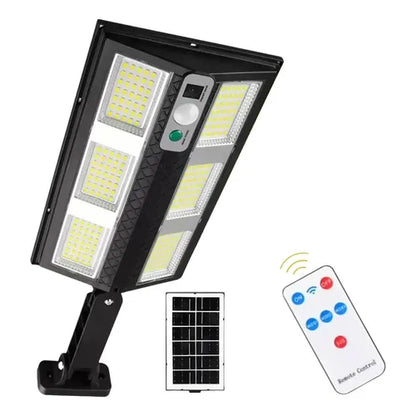 Lampă Solară Stradală LED Exterior 200W, 2000 Lumeni, Senzor de Mișcare cu Telecomandă, 230 LED Next Gen, Autonomie până la 8 Ore, Panou Solar cu Încărcare Rapidă, Protecție IP66